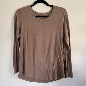 Kindred Bravely Nursing Top Long Sleeve Bamboo Brown Maternity Medium